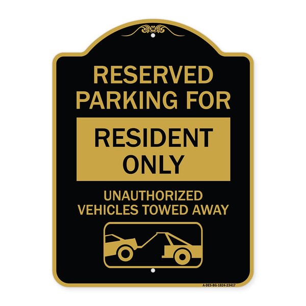 Parking Lot Reserved Parking for Residents Only Unauthorized Vehicles Towed Away Wit, BG-1824-23417